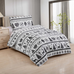 Povlečení 2 dílné  mikroplyš  VÁNOCE ŠEDOBÍLÉ 140x200, 70x90