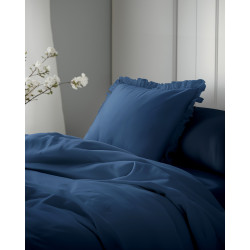 Povlečení bavlněné 2 dílné Falbana denim 140x200, 70x80 cm