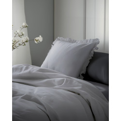 Povlečení bavlněné 2 dílné Falbana světle šedá, 140x200, 70x80 cm