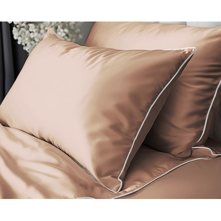 Francouzské povlečení  Pure Collection mako satén broskev  220x200, 2 ks - 70x80cm