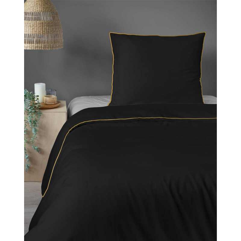 Francouzské povlečení  Pure Collection mako satén černé  220x200, 2 ks - 70x80cm