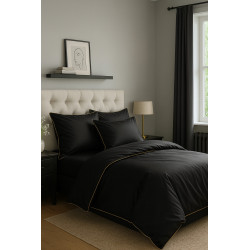 Francouzské povlečení  Pure Collection mako satén černé  220x200, 2 ks - 70x80cm