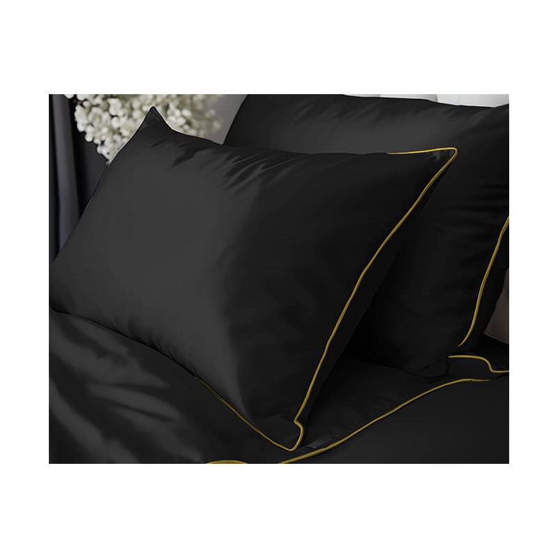 Francouzské povlečení  Pure Collection mako satén černé  220x200, 2 ks - 70x80cm