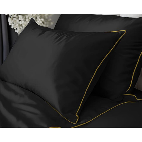 Francouzské povlečení  Pure Collection mako satén černé  220x200, 2 ks - 70x80cm