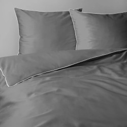 Francouzské povlečení  Pure Collection mako satén tmavě šedé  220x200, 2 ks - 70x80cm