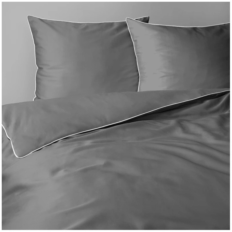 Francouzské povlečení  Pure Collection mako satén tmavě šedé  220x200, 2 ks - 70x80cm