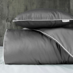Francouzské povlečení  Pure Collection mako satén tmavě šedé  220x200, 2 ks - 70x80cm
