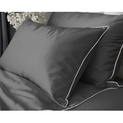 Francouzské povlečení  Pure Collection mako satén tmavě šedé  220x200, 2 ks - 70x80cm