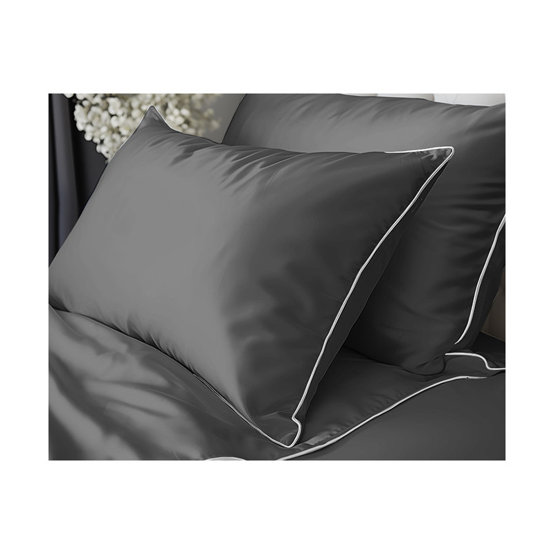 Francouzské povlečení  Pure Collection mako satén tmavě šedé  220x200, 2 ks - 70x80cm