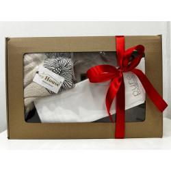 Dárkový set: prostěradlo 90x200, povlečení Falbana a osuška Valencia - bílý