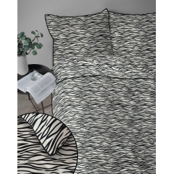 Francouzské 3dílné perkálové povlečení Abstract Lines béžovo-černé 5591B, 220x200+2X 70x80