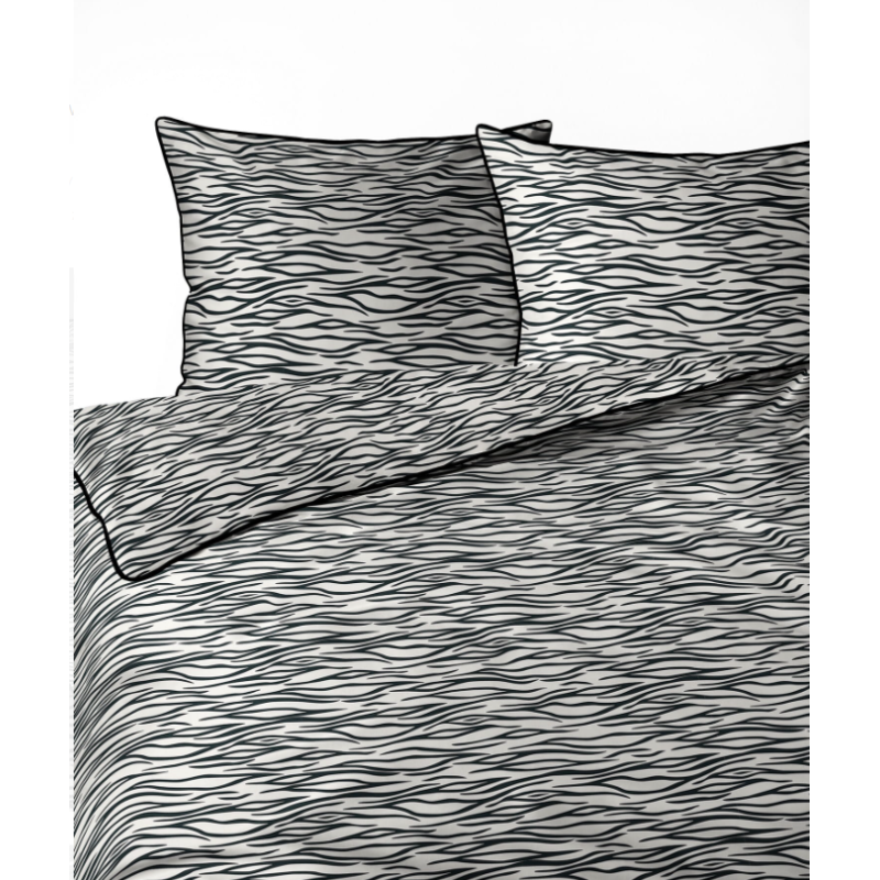 Francouzské 3dílné perkálové povlečení Abstract Lines béžovo-černé 5591B, 220x200+2X 70x80