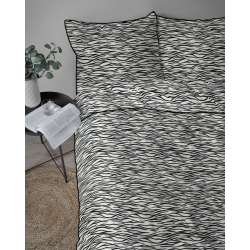 Francouzské 3dílné perkálové povlečení Abstract Lines béžovo-černé 5591B, 220x200+2X 70x80