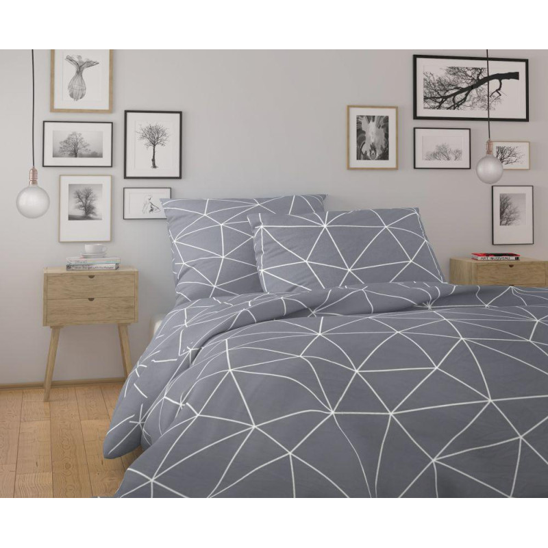 Bavlněné povlečení NORDIC COLLECTION GRID šedé