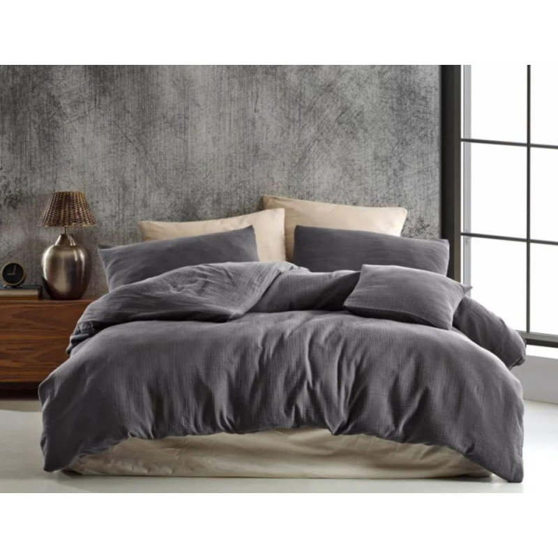 Mušelínové povlečení tmavě šedé