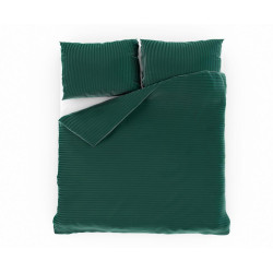 Saténové povlečení s proužkem TMAVĚ ZELENÉ