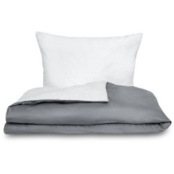 Saténové povlečení LUXURY COLLECTION tmavě šedé/bílé