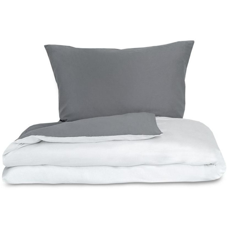 Saténové povlečení LUXURY COLLECTION tmavě šedé/bílé