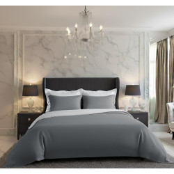 Saténové povlečení LUXURY COLLECTION tmavě šedé/bílé