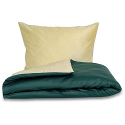 Saténové povlečení LUXURY COLLECTION tmavě zelené/smetanové