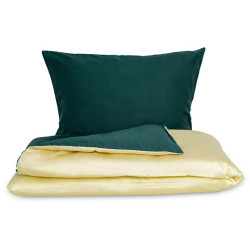 Saténové povlečení LUXURY COLLECTION tmavě zelené/smetanové