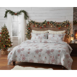 Vánoční povlečení VLOČKY červenošedé
