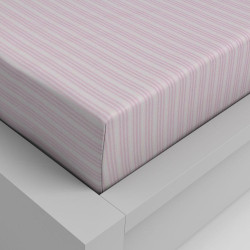 Bavlněné napínací prostěradlo růžový proužek