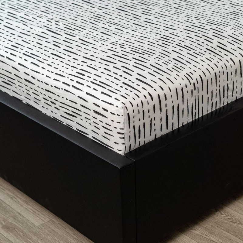 Bavlněné napínací prostěradlo čárky šedé