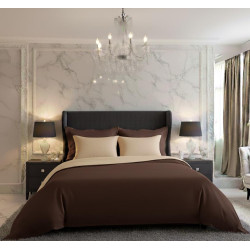 Saténové povlečení LUXURY COLLECTION tmavě hnědé/béžové