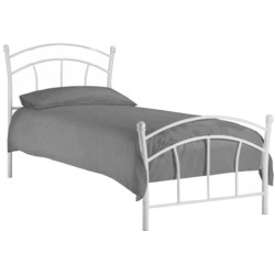 Kovová postel s roštem, bílá, BURZUM