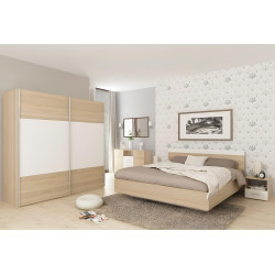 Manželská postel GABRIELA 180x200 cm dub sonoma / bílá