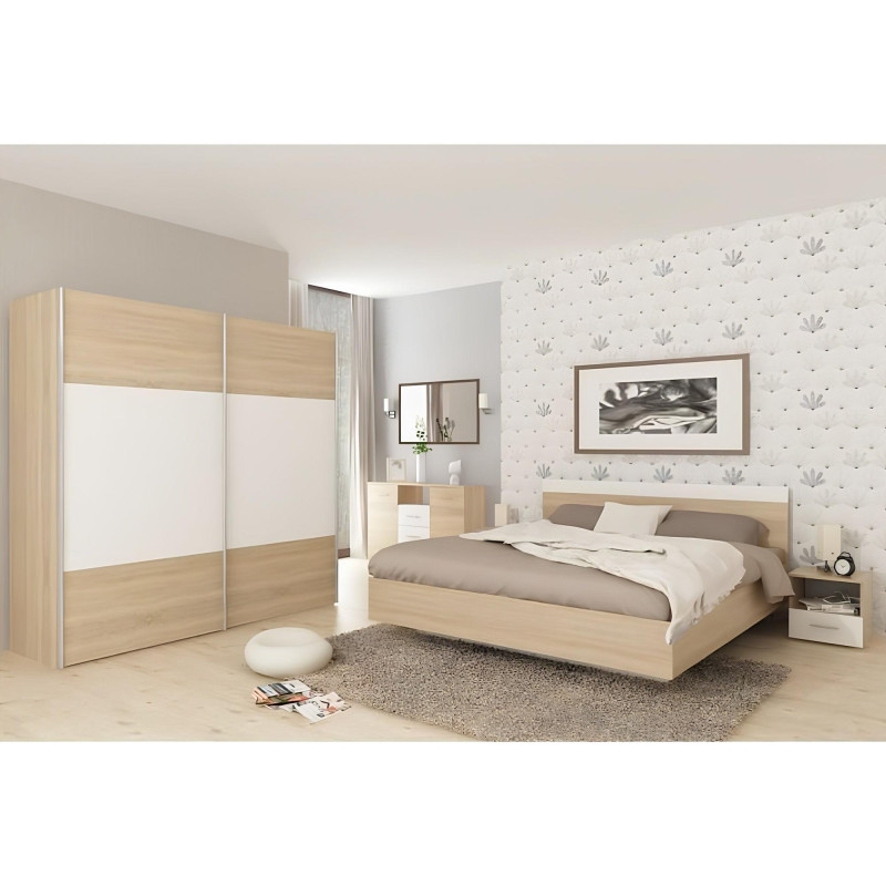 Manželská postel GABRIELA 180x200 cm dub sonoma / bílá