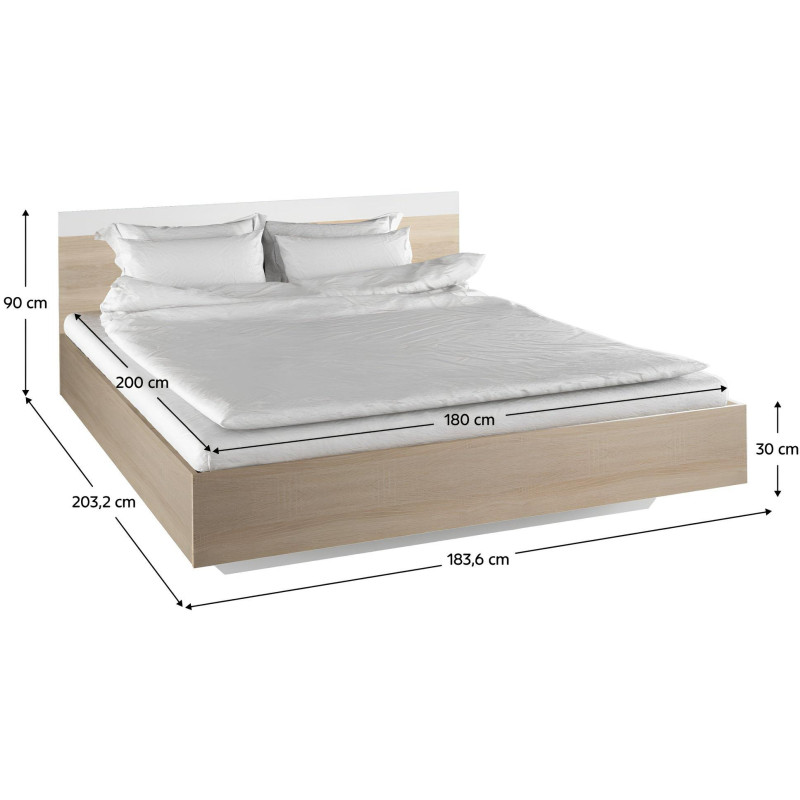 Manželská postel GABRIELA 180x200 cm dub sonoma / bílá