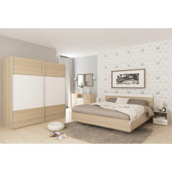 Manželská postel GABRIELA 160×200 cm, dub sonoma / bílá