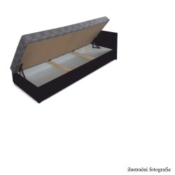 Válenda JUDIT 80x200 s úložným prostorem, pravé provedení, ekokůže hnědá, látka Vegas 3