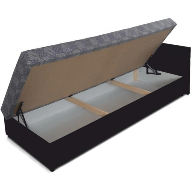 Válenda JUDIT 80x200 s úložným prostorem, pravé provedení, látka Mura černá/vzor M 35