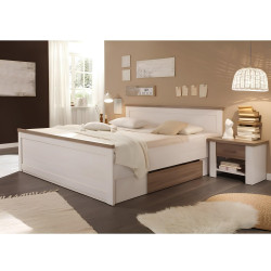 Postel LUMERA 180x200, 2x noční stolek, pinie bílá / dub sonoma truflový