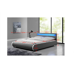 Manželská postel DULCEA 180×200 šedá s RGB LED osvětlením
