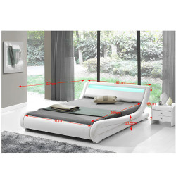 Moderní postel FILIDA 160x200 s RGB LED osvětlením, bílá
