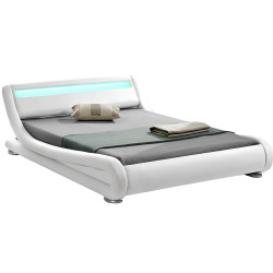 Postel FILIDA 180×200 bílá s RGB LED osvětlením a roštem