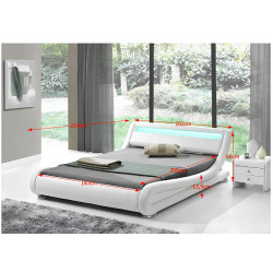Moderní postel FILIDA 180x200 s RGB LED osvětlením, bílá