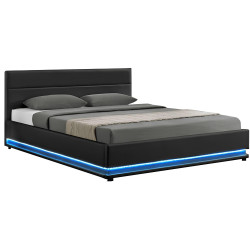 Postel BIRGET NEW 183x200 černá LED úložný prostor