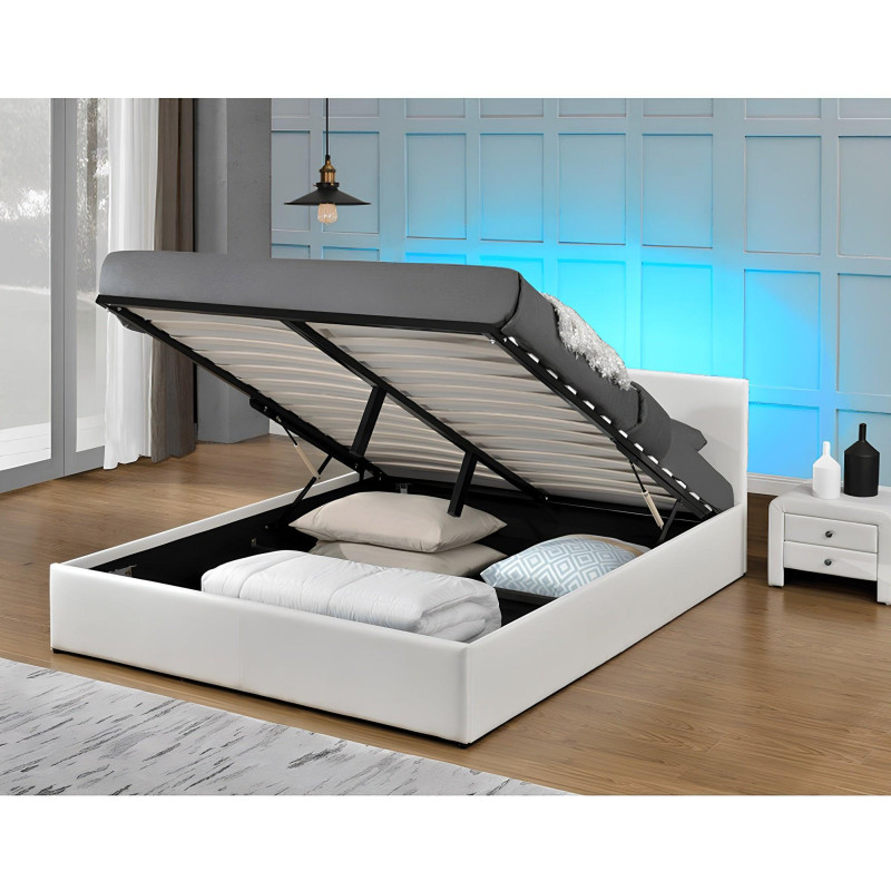 Postel JADA NEW 163x200 bílá RGB LED úložný prostor