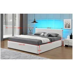 Postel JADA NEW 163x200 bílá RGB LED úložný prostor