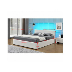 Manželská postel 180x200 s RGB LED osvětlením, bílá, JADA NEW