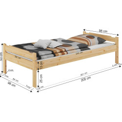 Dřevěná postel LIVIO 90x200, přírodní