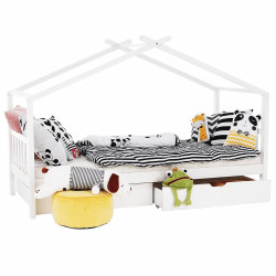 Postel ELISIA 90x200 bílá s úložným prostorem masiv