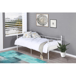 Kovová pohovka 90x200 - jednolůžko, bílá,  ROZALI