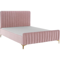 Čalouněná postel 140x200 KAISA růžová Velvet se zlatými nohami