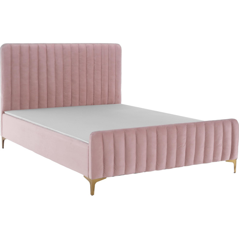 Čalouněná postel 140x200 KAISA růžová Velvet se zlatými nohami